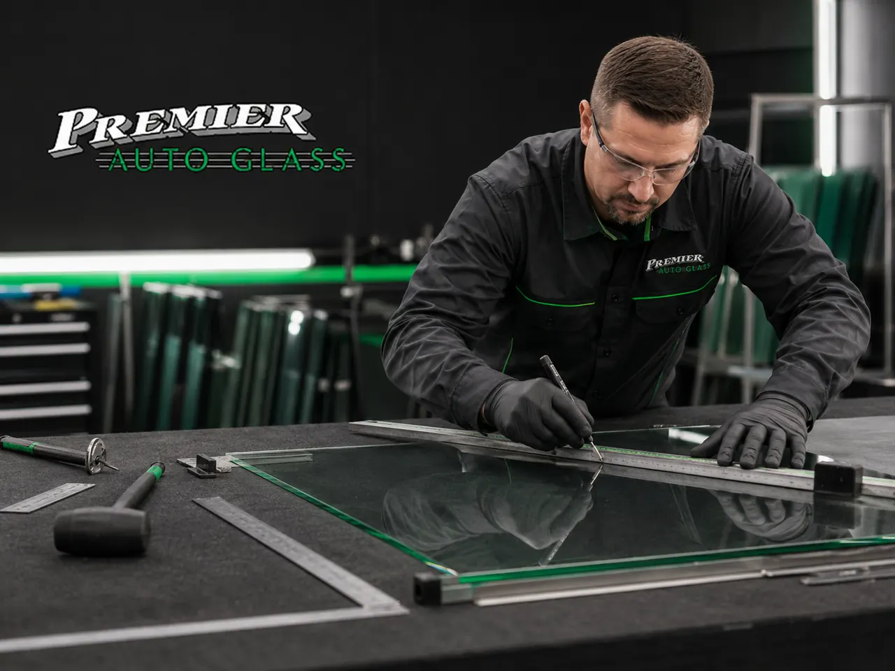 Custom flat glass measuring and cutting